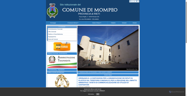 Security scan screenshot of https://www.comune.mompeo.ri.it/