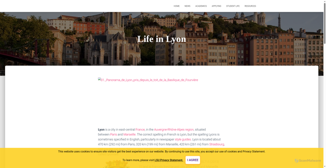 Security scan screenshot of https://sites.law.lsu.edu/lyonprogram/student-life/life-in-lyon/