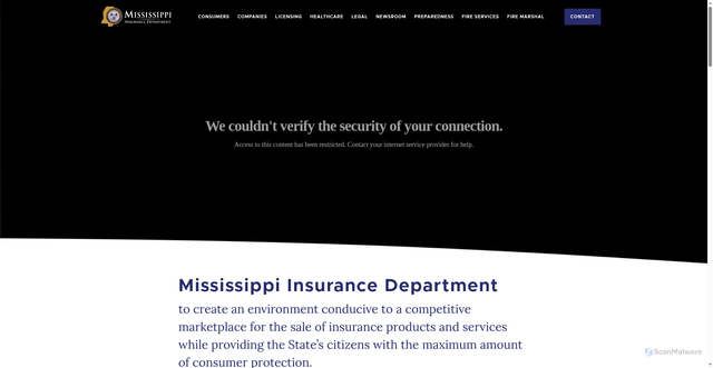 Security scan screenshot of https://www.mid.ms.gov/