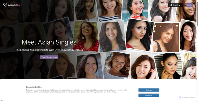 Security scan screenshot of https://asiandating.com