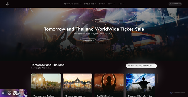 Security scan screenshot of https://www.tomorrowland.com/