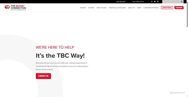 Security scan screenshot of https://thebloodconnection.org/