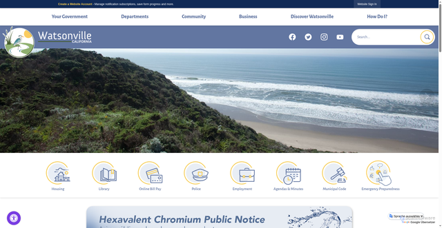 Security scan screenshot of https://watsonville.gov/