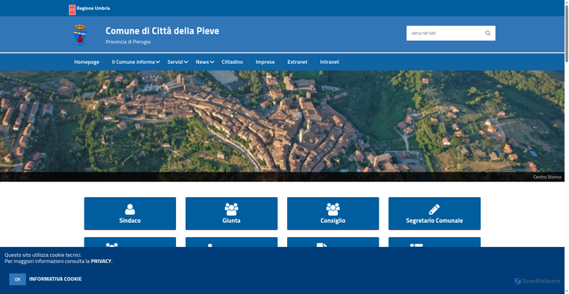 Security scan screenshot of https://www.comune.cittadellapieve.pg.it/hh/index.php