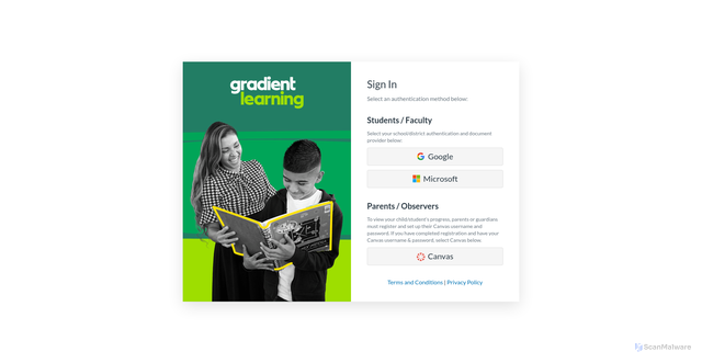 Security scan screenshot of https://gradientlearning.instructure.com