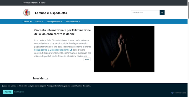 Security scan screenshot of https://www.comune.ospedaletto.tn.it/