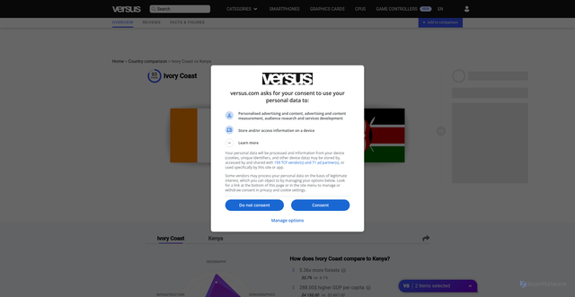 Security scan screenshot of https://versus.com/en/ivory-coast-vs-kenya