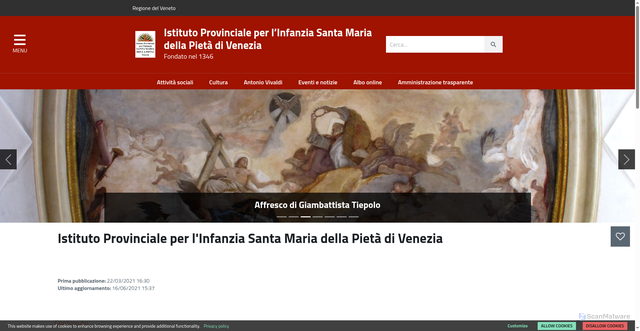 Security scan screenshot of https://www.pietavenezia.org/home