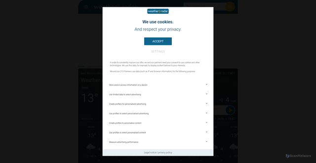 Security scan screenshot of https://www.weatherandradar.co.uk/weather/las-vegas/4359885