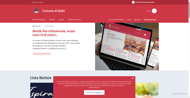 Security scan screenshot of https://comune.dello.bs.it/