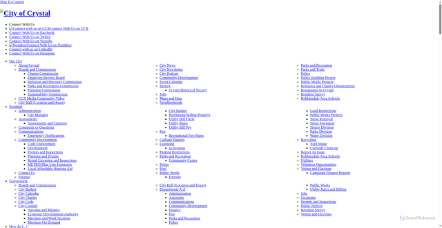 Security scan screenshot of https://www.crystalmn.gov/