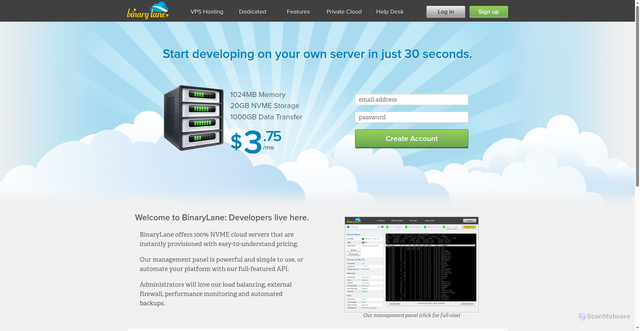 Security scan screenshot of https://binarylane.com.au