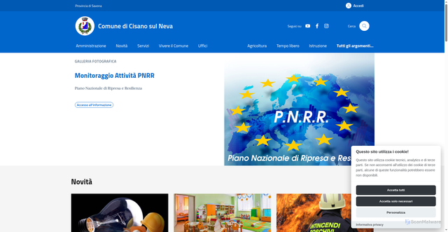 Security scan screenshot of https://comune.cisanosulneva.sv.it/