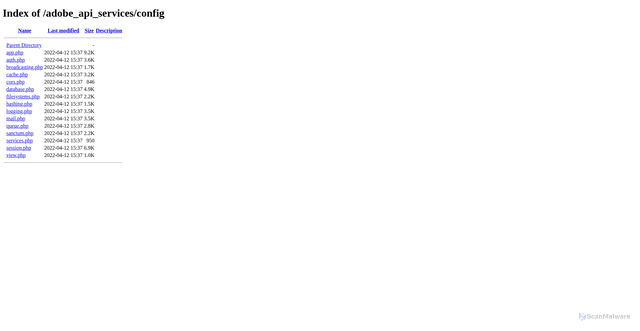 Security scan screenshot of https://test.marketplaceallinone.com/adobe_api_services/config/
