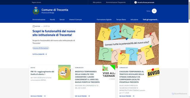 Security scan screenshot of https://www.comune.trecenta.ro.it/