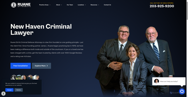 Security scan screenshot of https://ruaneattorneys.com/new-haven-criminal-lawyer/