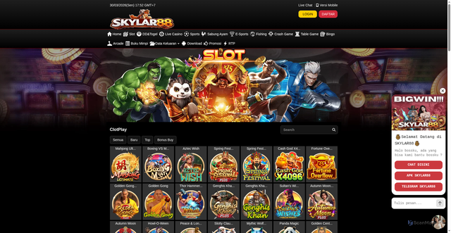 Security scan screenshot of https://apkskylar88.com/desktop/game/slot/clotplay