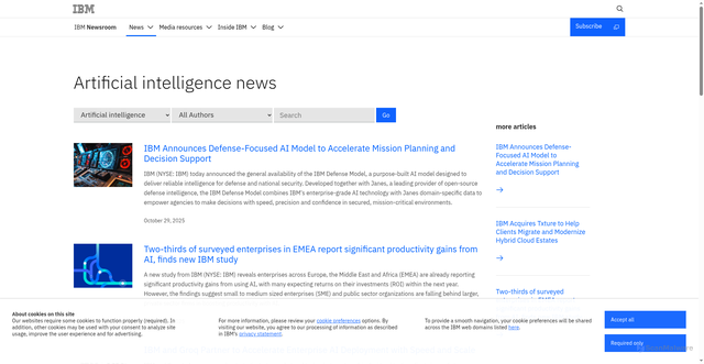 Security scan screenshot of https://newsroom.ibm.com/latest-news-artificial-intelligence