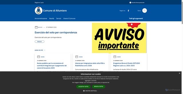 Security scan screenshot of https://www.comune.allumiere.rm.it/it