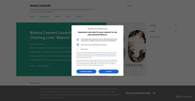 Security scan screenshot of https://www.biacensori.com/