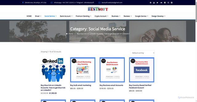 Security scan screenshot of https://bestsoft.website/product-category/social-media-service/