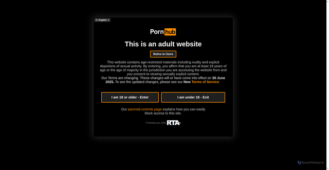 Security scan screenshot of https://www.pornhub.com/video/search?search=amy+brown