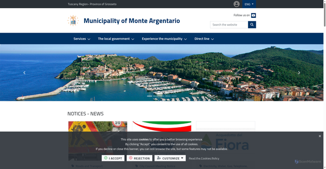 Security scan screenshot of https://www.comune.monteargentario.gr.it/it-it/home