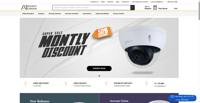 Security scan screenshot of https://www.a1securitycameras.com