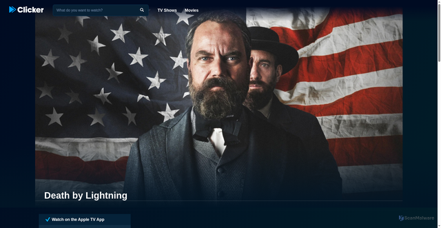 Security scan screenshot of https://www.clicker.com/tv/death-by-lightning/