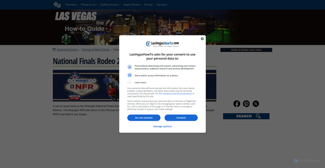 Security scan screenshot of https://www.lasvegashowto.com/nfr-in-las-vegas