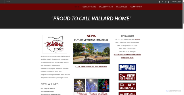 Security scan screenshot of https://www.willardohio.gov/
