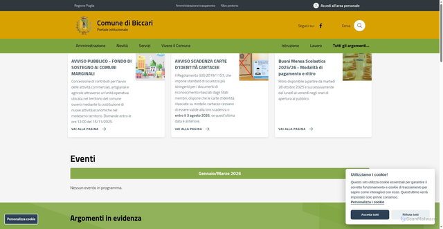 Security scan screenshot of https://www.comune.biccari.fg.it/