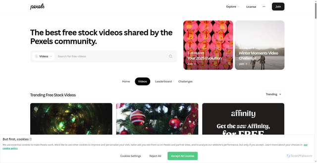 Security scan screenshot of https://videos.pexels.com/