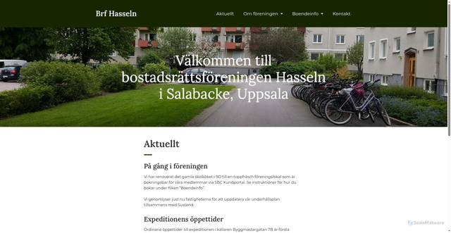 Security scan screenshot of https://brfhasseln.nu