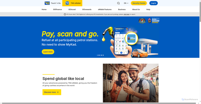 Security scan screenshot of https://tngdigital.com.my