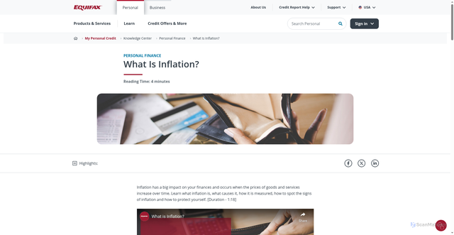 Security scan screenshot of https://www.equifax.com/personal/education/personal-finance/articles/-/learn/what-is-inflation/