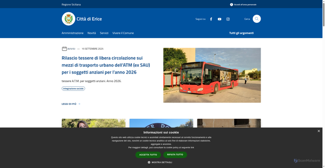 Security scan screenshot of https://www.comune.erice.tp.it/it