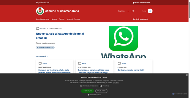 Security scan screenshot of https://www.comune.calamandrana.at.it/it
