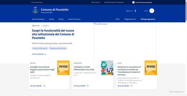 Security scan screenshot of https://www.comune.povoletto.ud.it/
