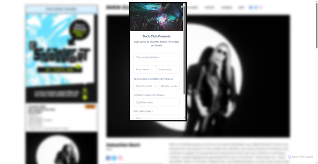 Security scan screenshot of https://theduckclub.com/artist/sebastian-bach/