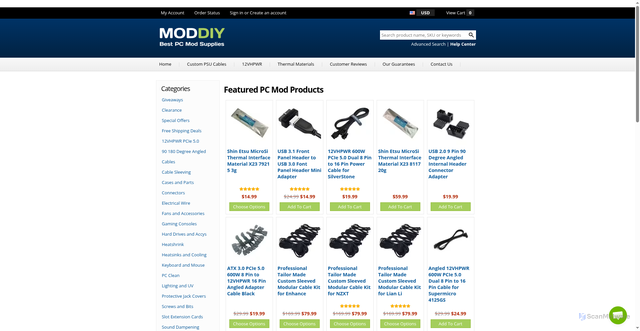 Security scan screenshot of https://www.moddiy.com