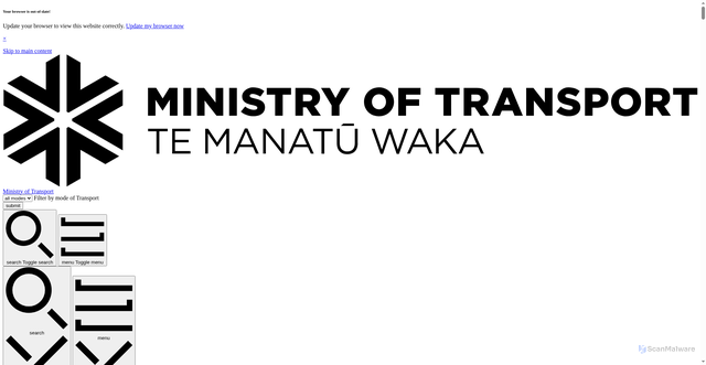Security scan screenshot of https://www.transport.govt.nz/