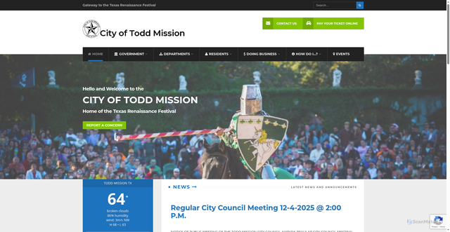 Security scan screenshot of https://toddmissiontx.gov/