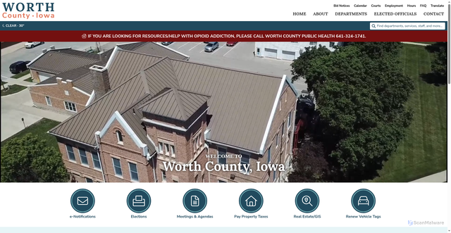 Security scan screenshot of https://worthcountyiowa.gov/
