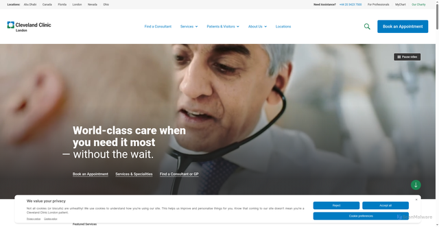 Security scan screenshot of https://clevelandcliniclondon.uk