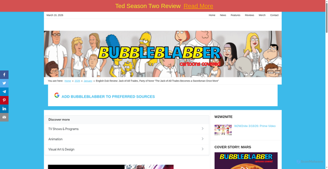 Security scan screenshot of https://www.bubbleblabber.com/2026/01/english-dub-review-jack-of-all-trades-party-of-none-the-jack-of-all-trades-becomes-a-swordsman-once-more/