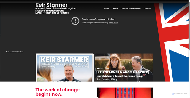 Security scan screenshot of https://keirstarmer.com/