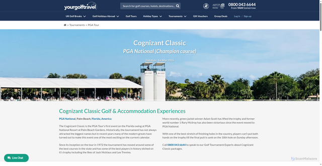 Security scan screenshot of https://www.yourgolftravel.com/tournaments/pga-tour/honda-classic