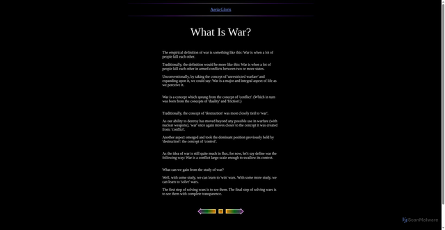 Security scan screenshot of http://www.aeriagloris.com/UnrestrictedWarfare/WhatIsWar.htm