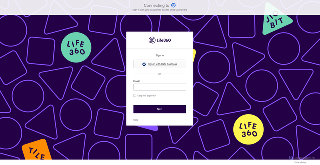 Security scan screenshot of https://life360.okta.com